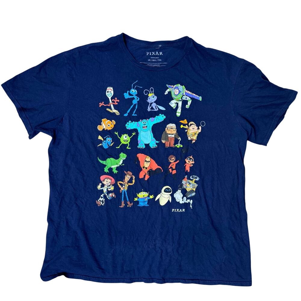 DISNEY DISNEYLAND PIXAR RETRO SHIRT MENS XXL 2XL BLUE NAVY PARK TEE TSHIRT